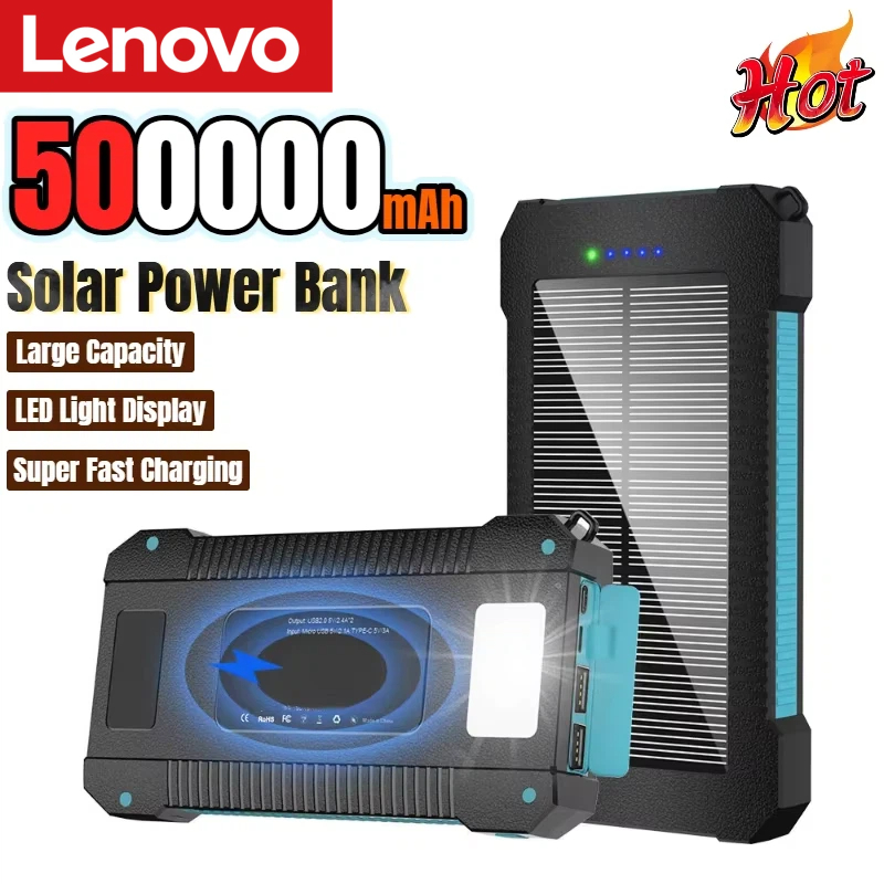 Solar Emergency Charger - Lenovo 500000mAh Güneş Enerjili Powerbank Büyük