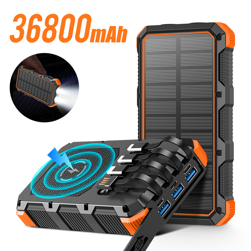 Solar Emergency Charger - Kablo ile güneş enerjisi bankası 36800mAh
